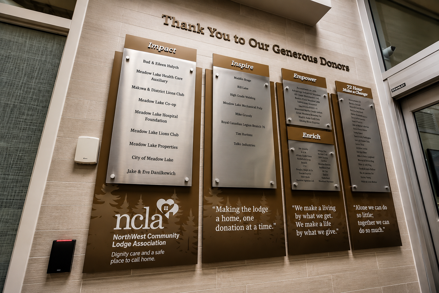 NCLA Donor Recognition Wall